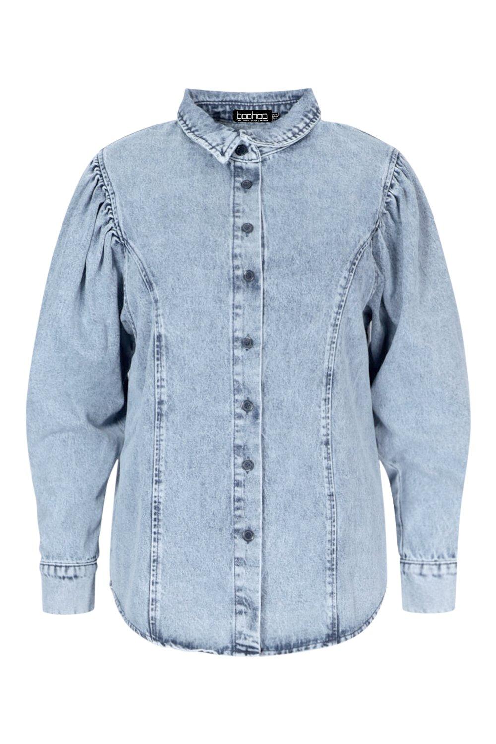 Camisa denim manga online abullonada